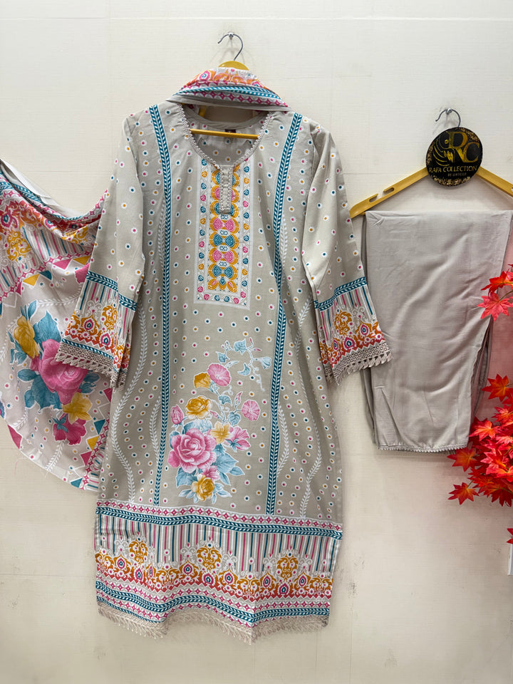 Semi cotton printed suits