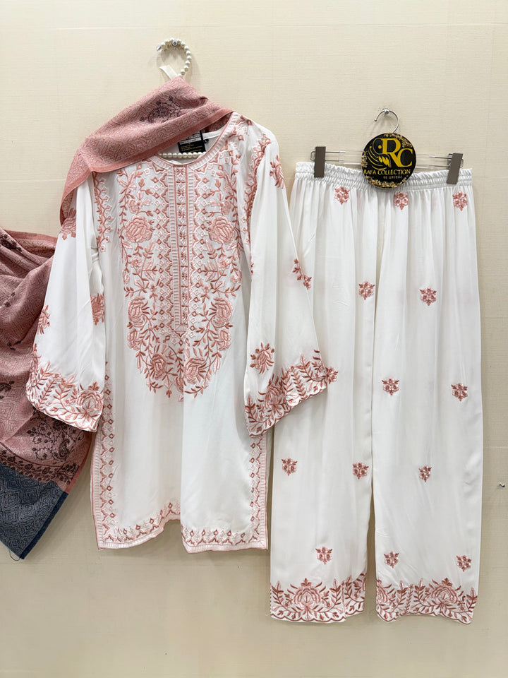 Embroidered pashmina suits 7027