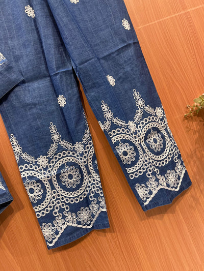 Denim embroidered co-ord sets 2559