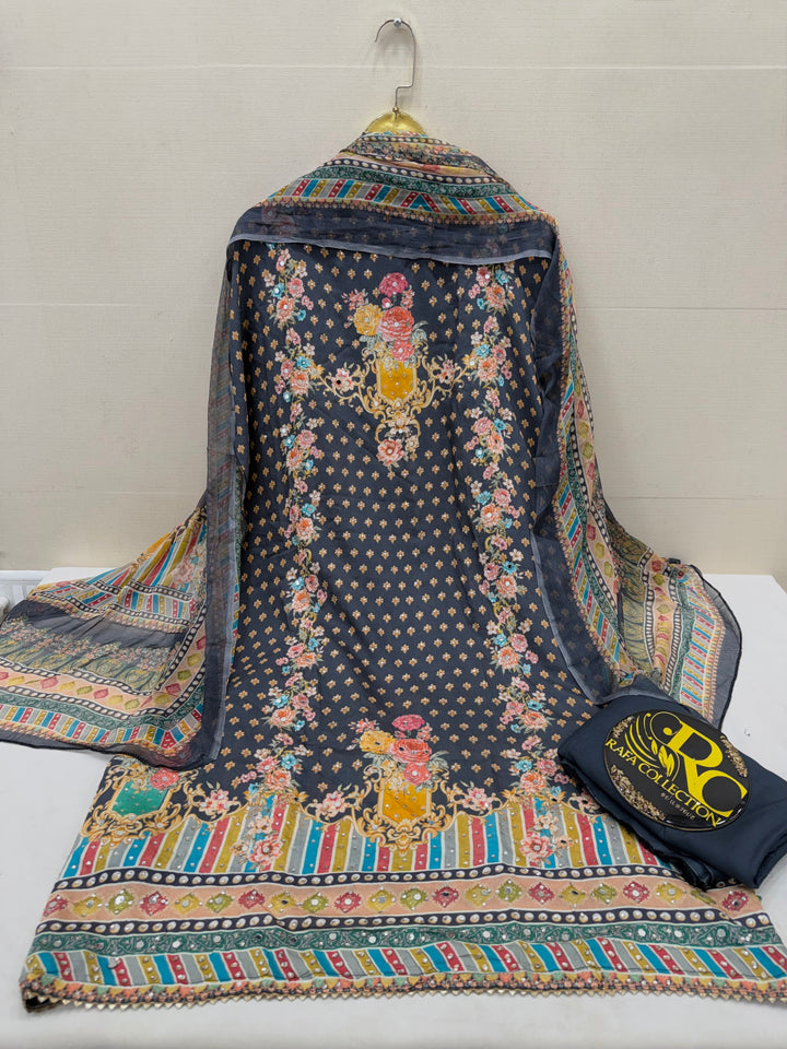 Pure Muslin Unstitched Suits 2375