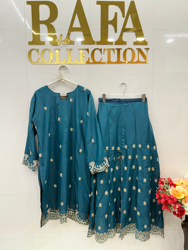 Party wear flaired plazzo suits