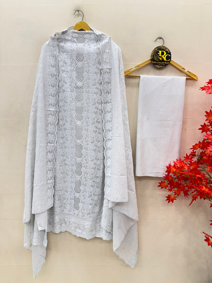 Cotton chikankari unstitched suits