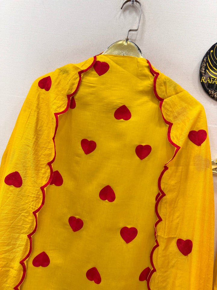 Viral heart embroidered unstitched Suits