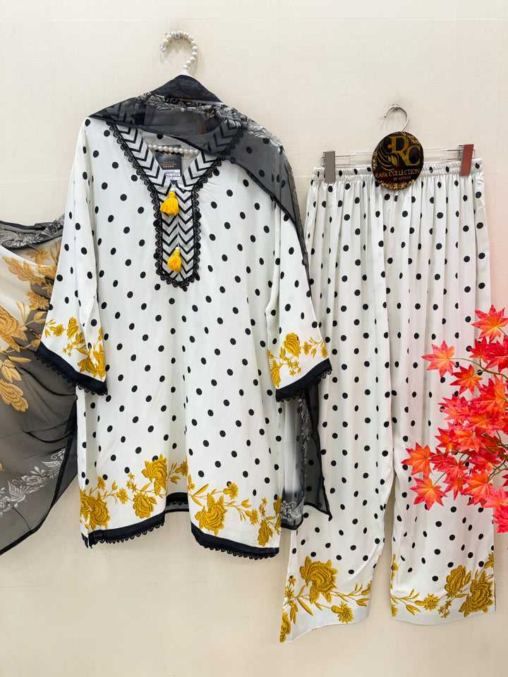polka dot Pakistani Farshi suits