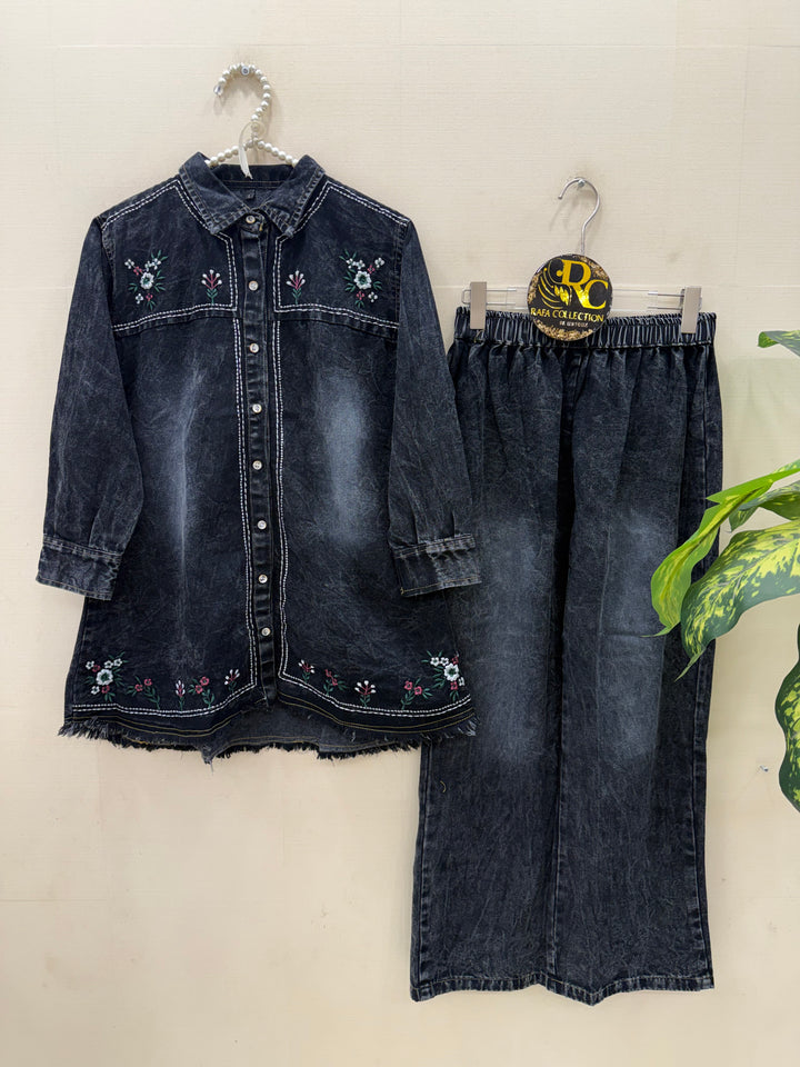 Denim embroidered Co-ord sets