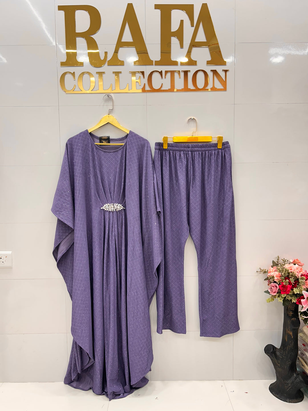 Shimmer lycra kaftan Co-ord sets 3134