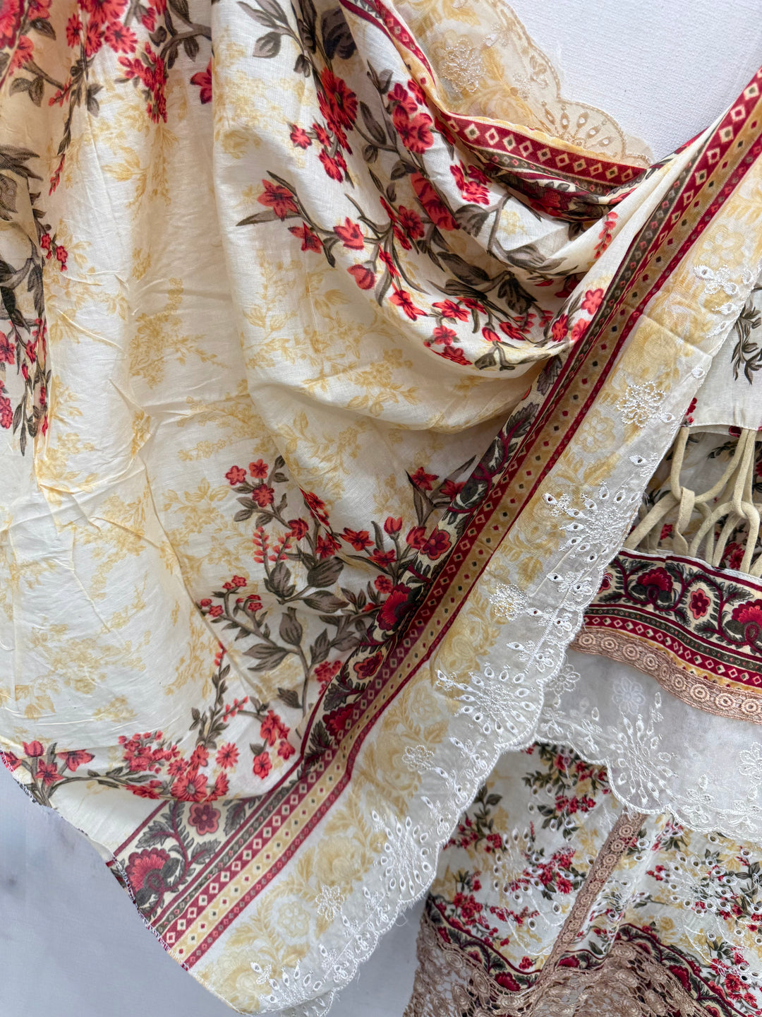 Cotton embroided farshi suits