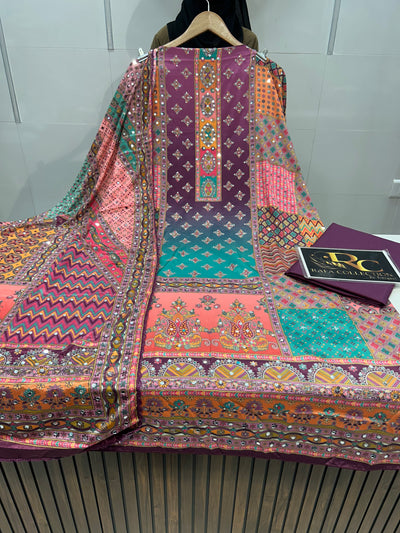 Multi colour mirror Suit 1282