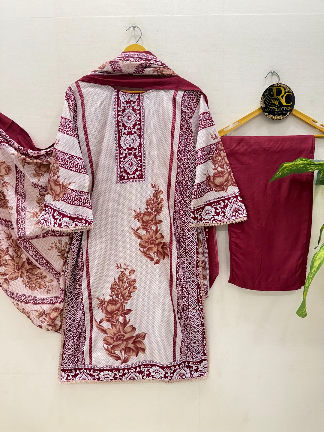 Semi cotton printed suits 8800