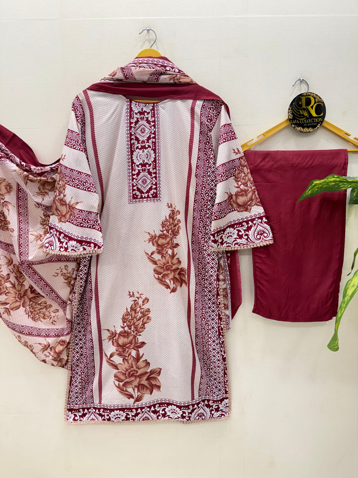 Semi cotton printed suits 8800
