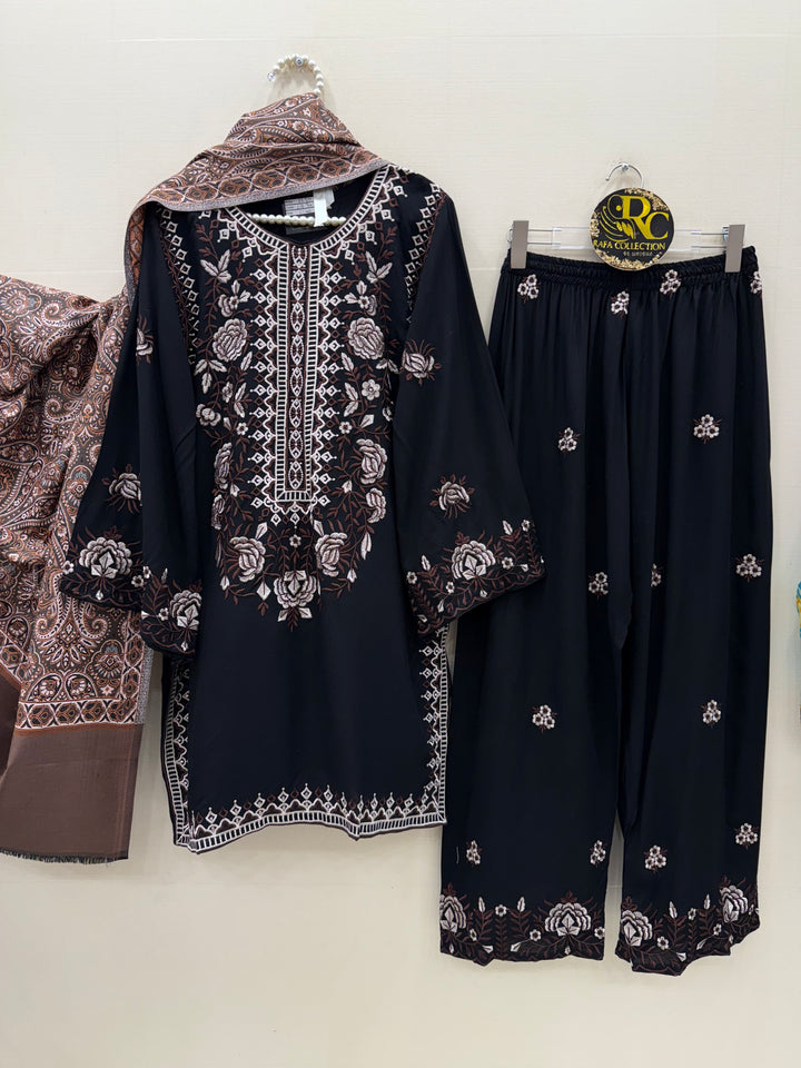 Embroidered pashmina suits 7027