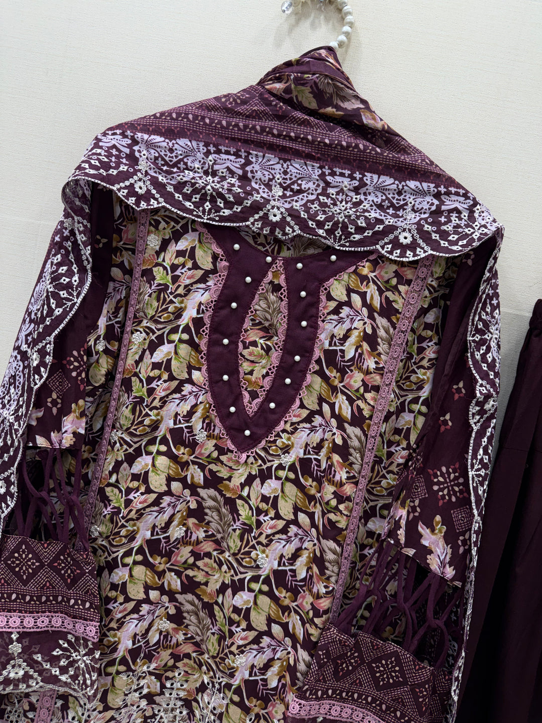 Cotton embroided farshi suits