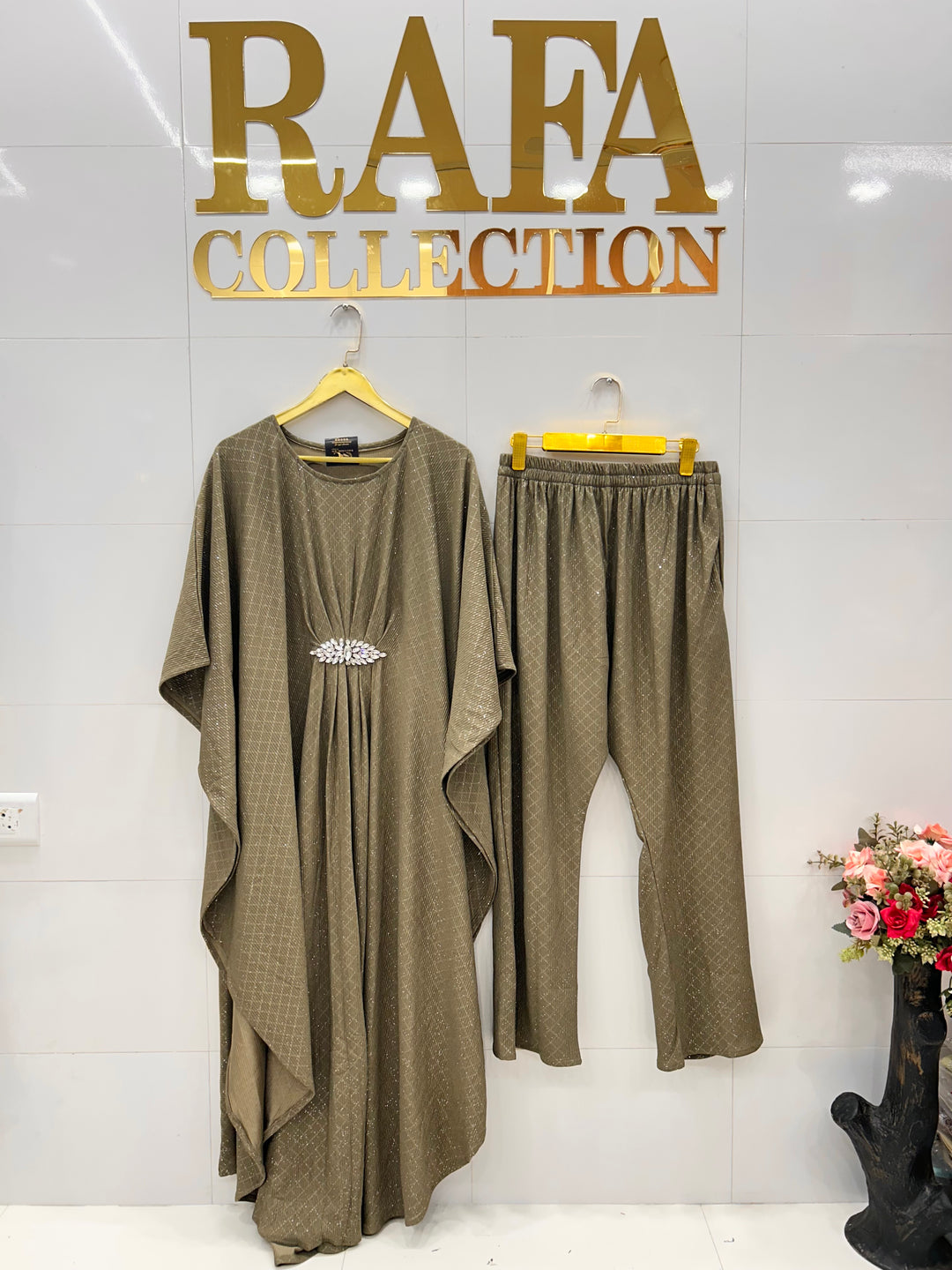 Shimmer lycra kaftan Co-ord sets 3134