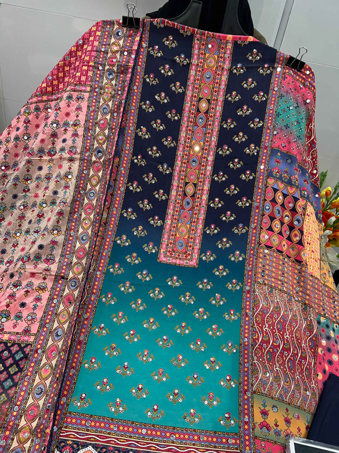 Multi colour mirror Suit 1245