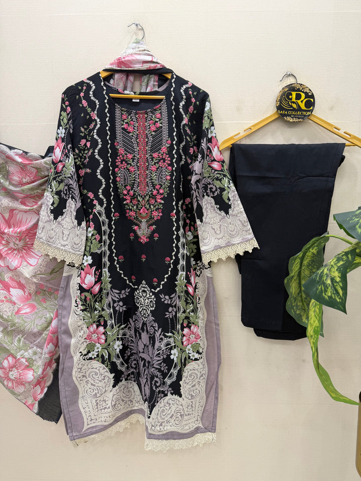 Semi cotton embroidered suits