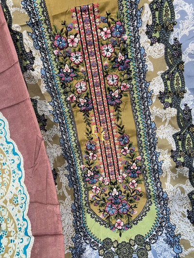 Semi Cotton embroided suit 1758