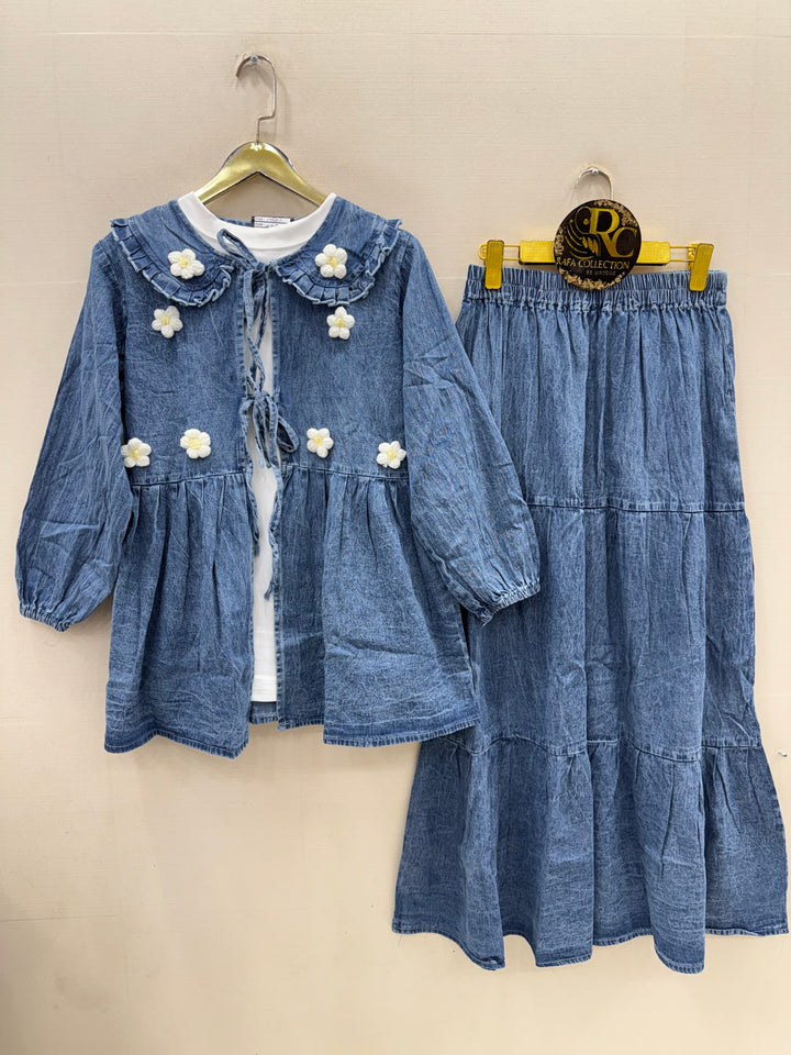 Denim skirt sets