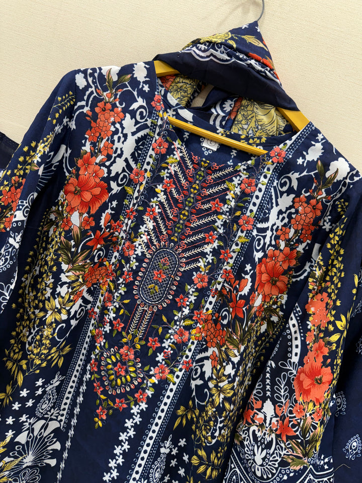 Semi cotton embroidered suits