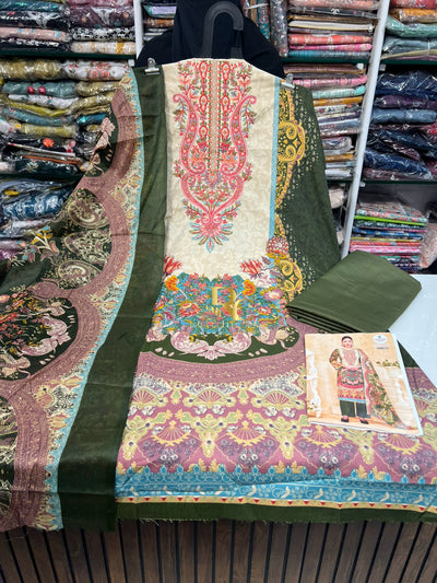Semi Cotton embroided suit 1758