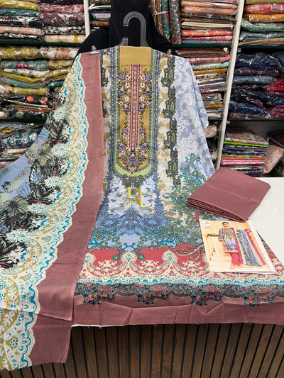 Semi Cotton embroided suit 1758