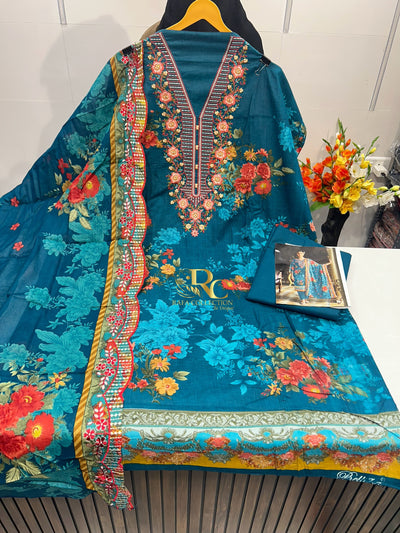 Cotton embroided dupatta collection 1707