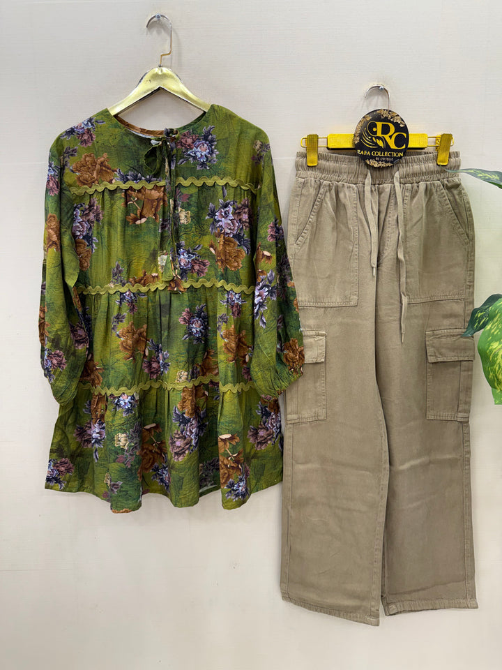 Korean denim cargo Sets