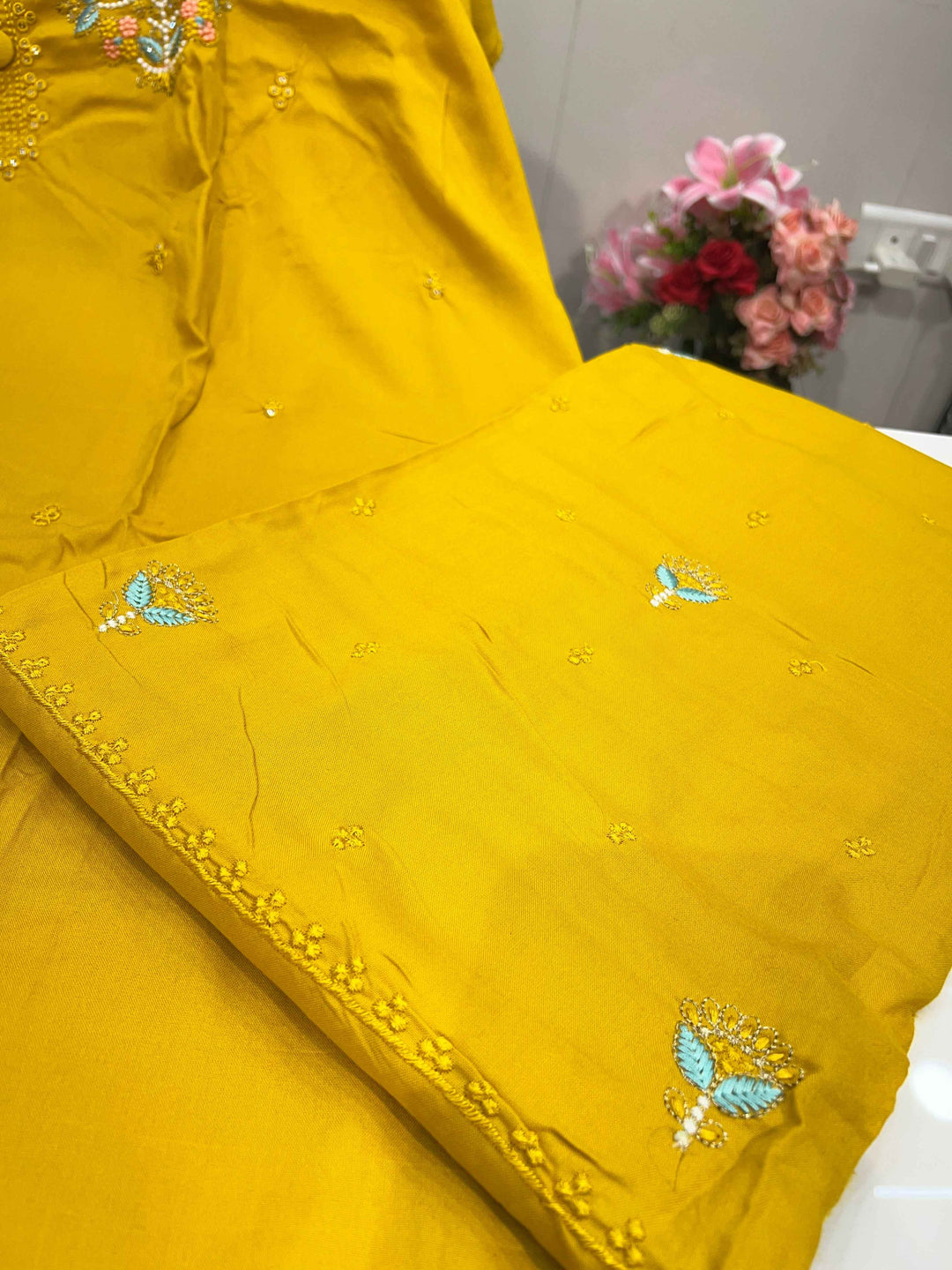 Rayon Embroidered Unstich suit 1442