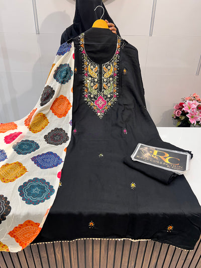 Rayon Embroidered Unstich suit 1442