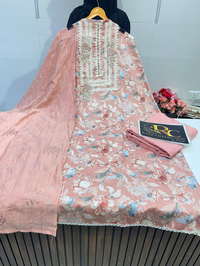 Cotton lace work suits 672805