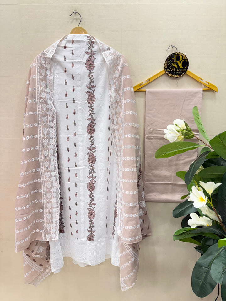 Cotton chikankari unstitched suits