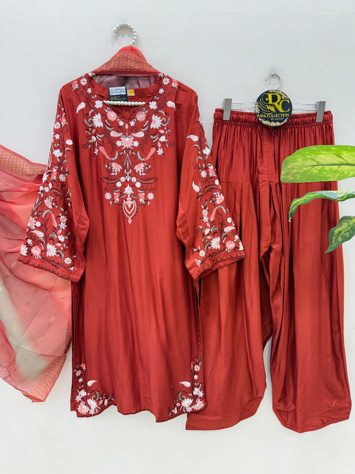 Embroidered Farshi salwar suits