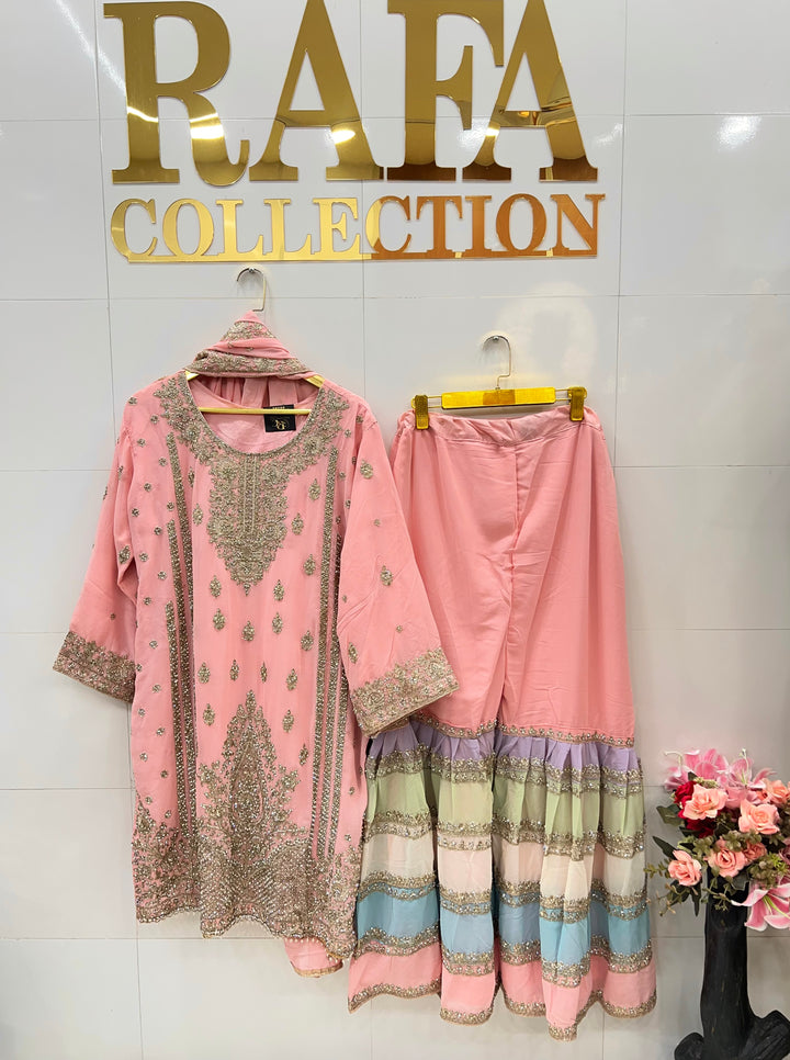 Pakistani tri color Garara suit 2749