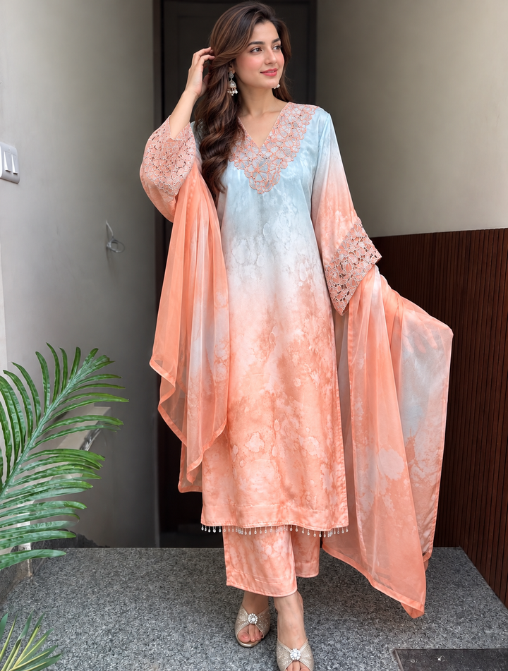 Satin embroidered Suits