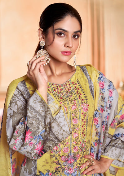 Semi Cotton embroided suit 1541