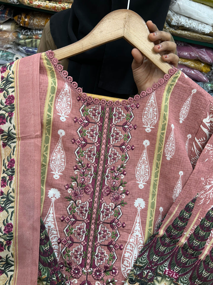 Semi cotton embroidered suits 2835