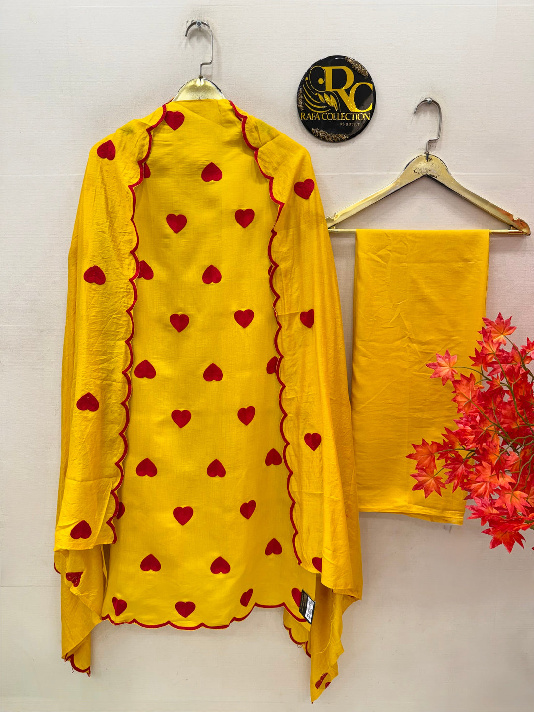 Viral heart embroidered unstitched Suits
