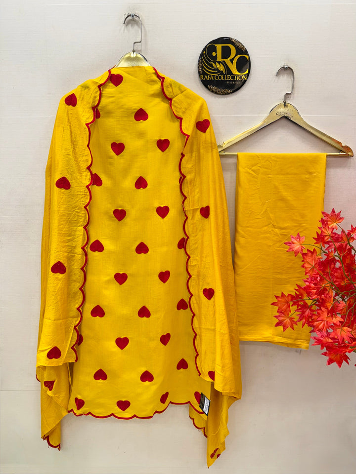 Viral heart embroidered unstitched Suits