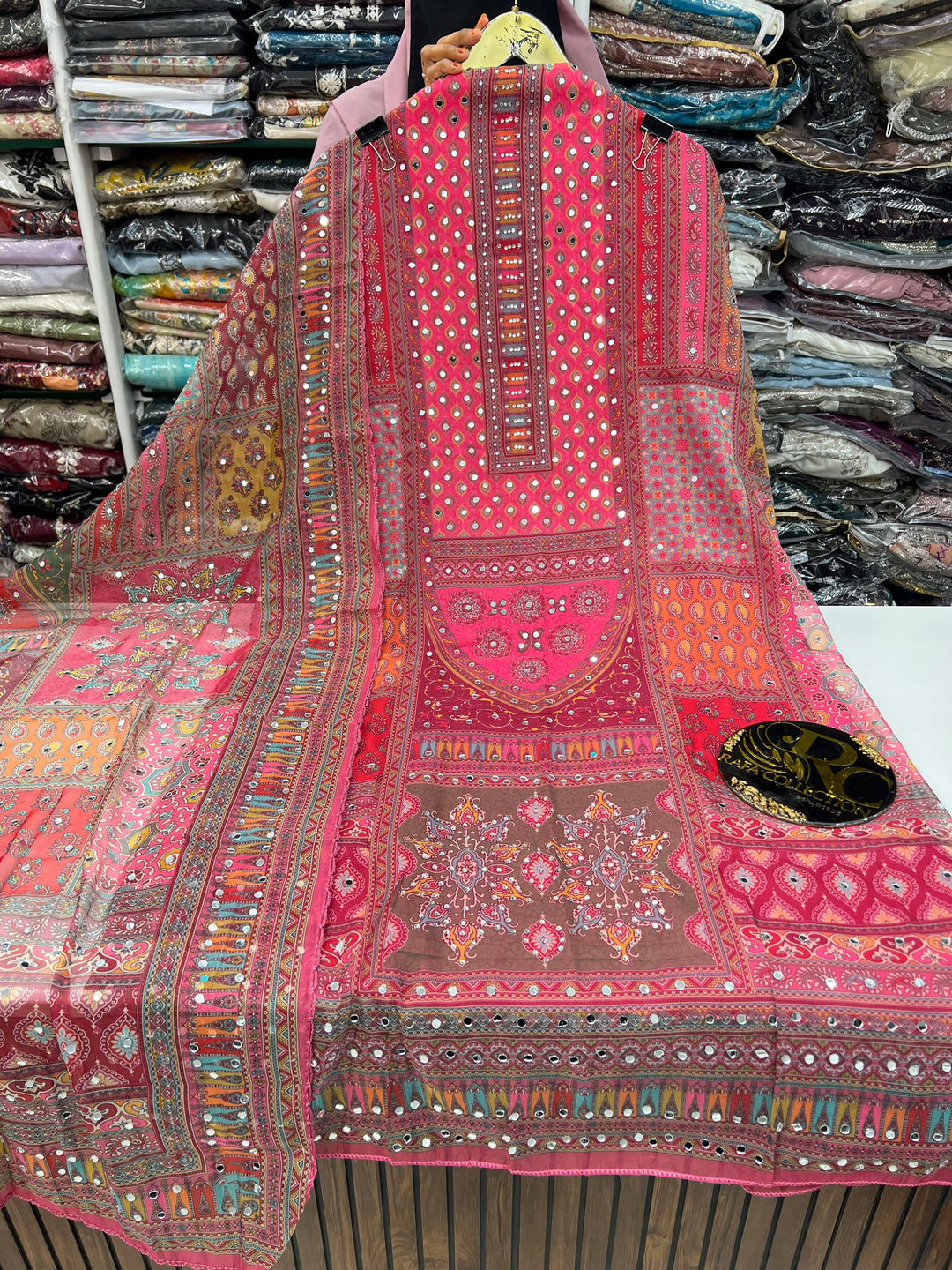 Organza Mirror Work Suit
