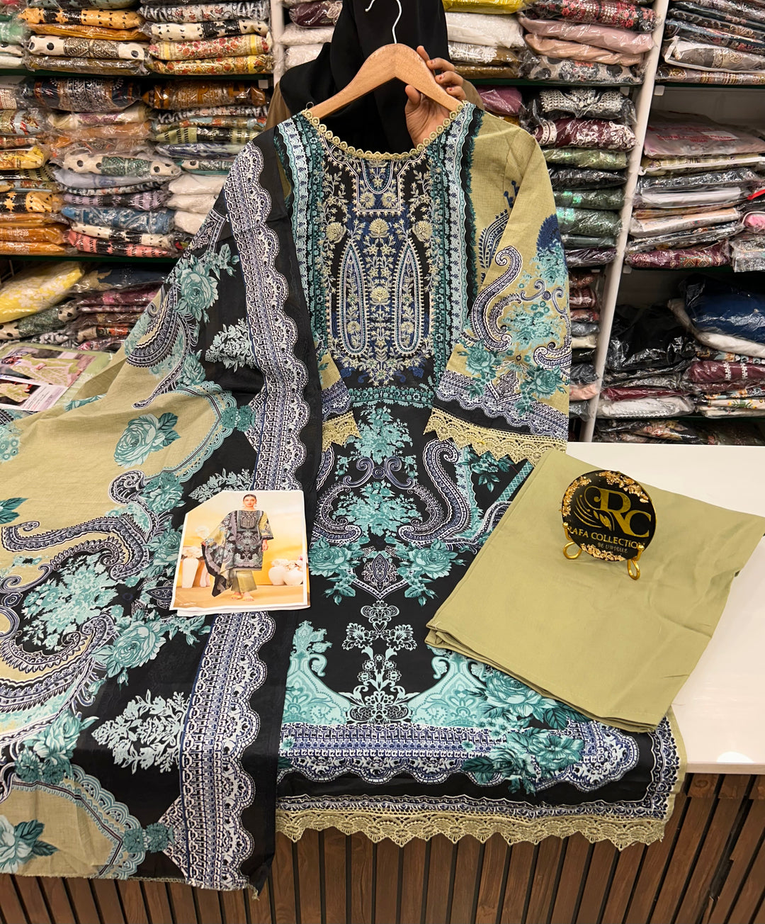 Semi cotton embroidered suits 2835
