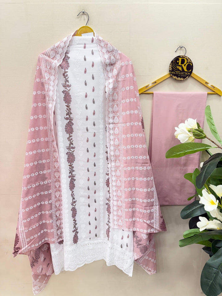 Cotton chikankari unstitched suits