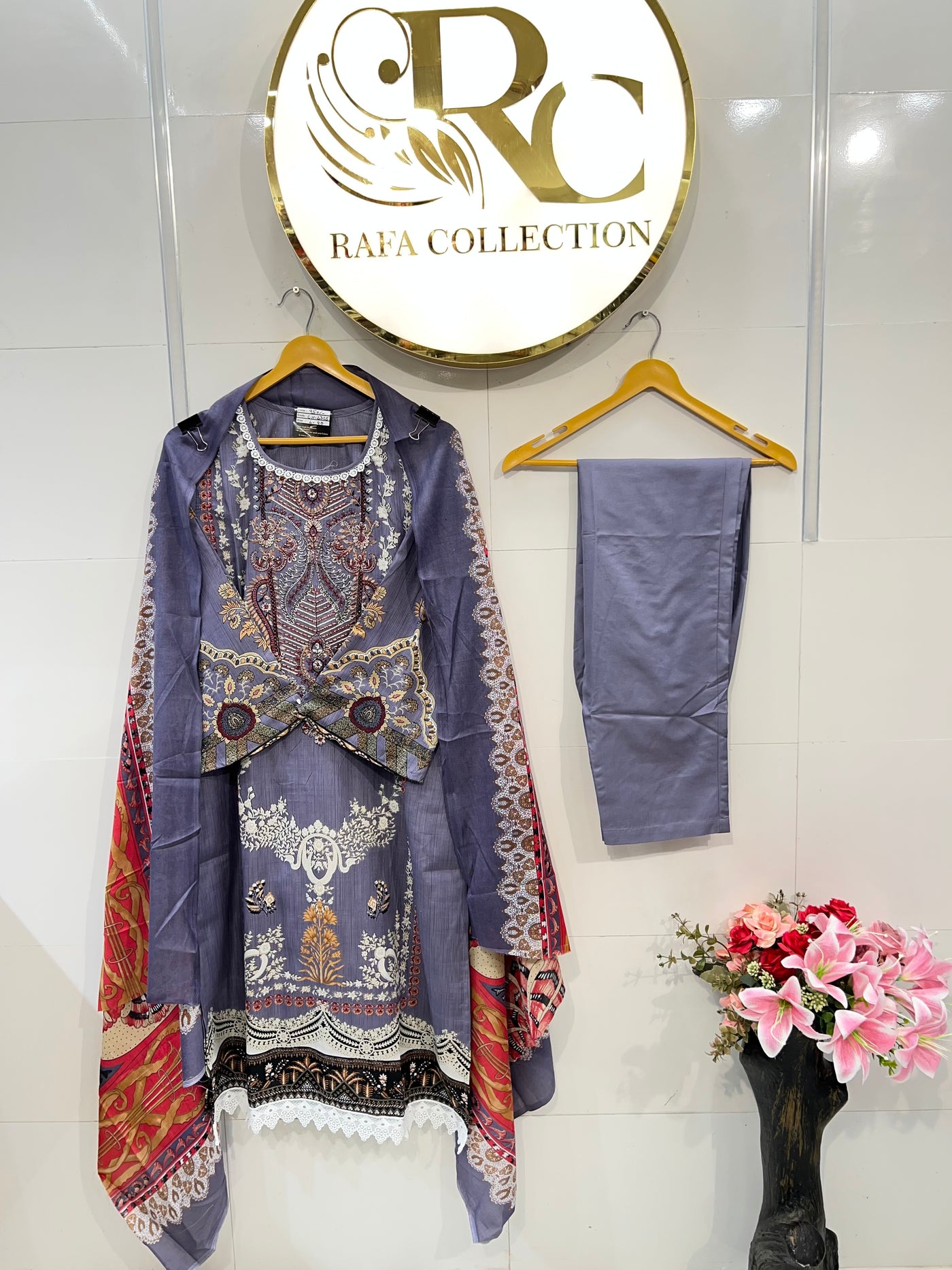 Semi cotton kurti pant sets 2325