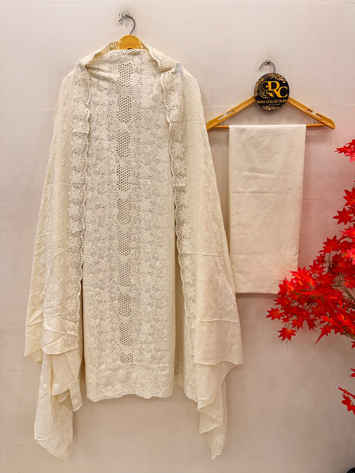 Cotton chikankari unstitched suits