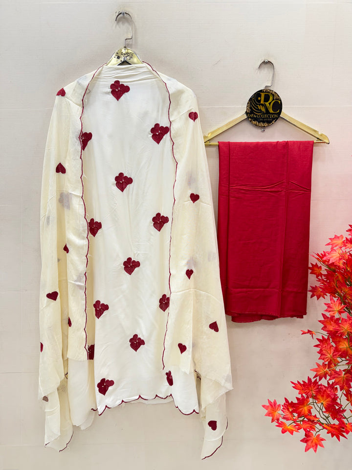 Viral heart embroidered unstitched Suits