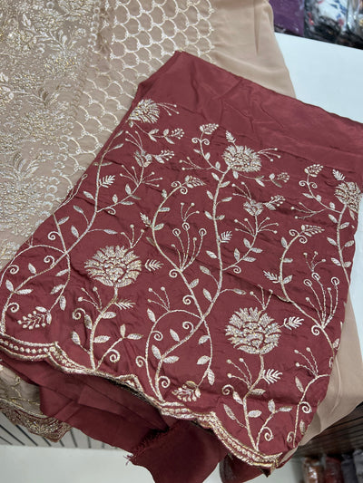 Zari thread work unstitched suits 182819