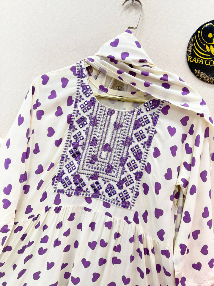 Rayon Heart printed Gowns