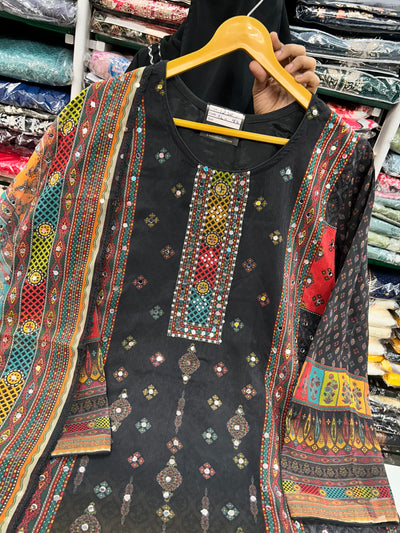 Organza Mirror work suit 2255