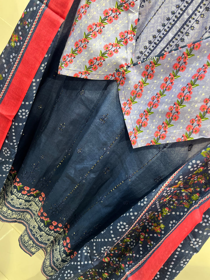 Cotton Embroidered suits 115412