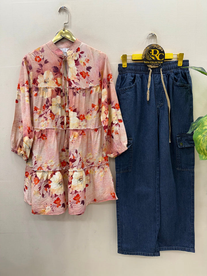 Korean denim cargo Sets