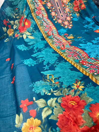 Cotton embroided dupatta collection 1707