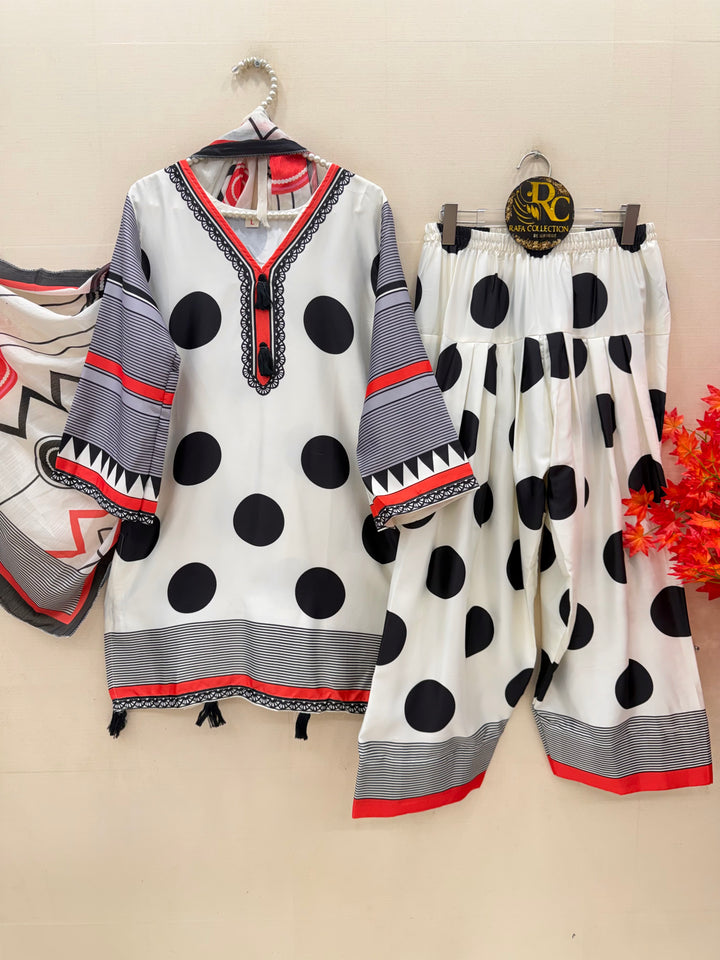 polka dot Pakistani Farshi suits